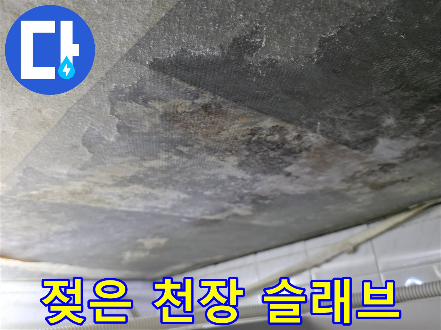 습기로 인해 얼룩진-화장실 천장 콘크리트 표면