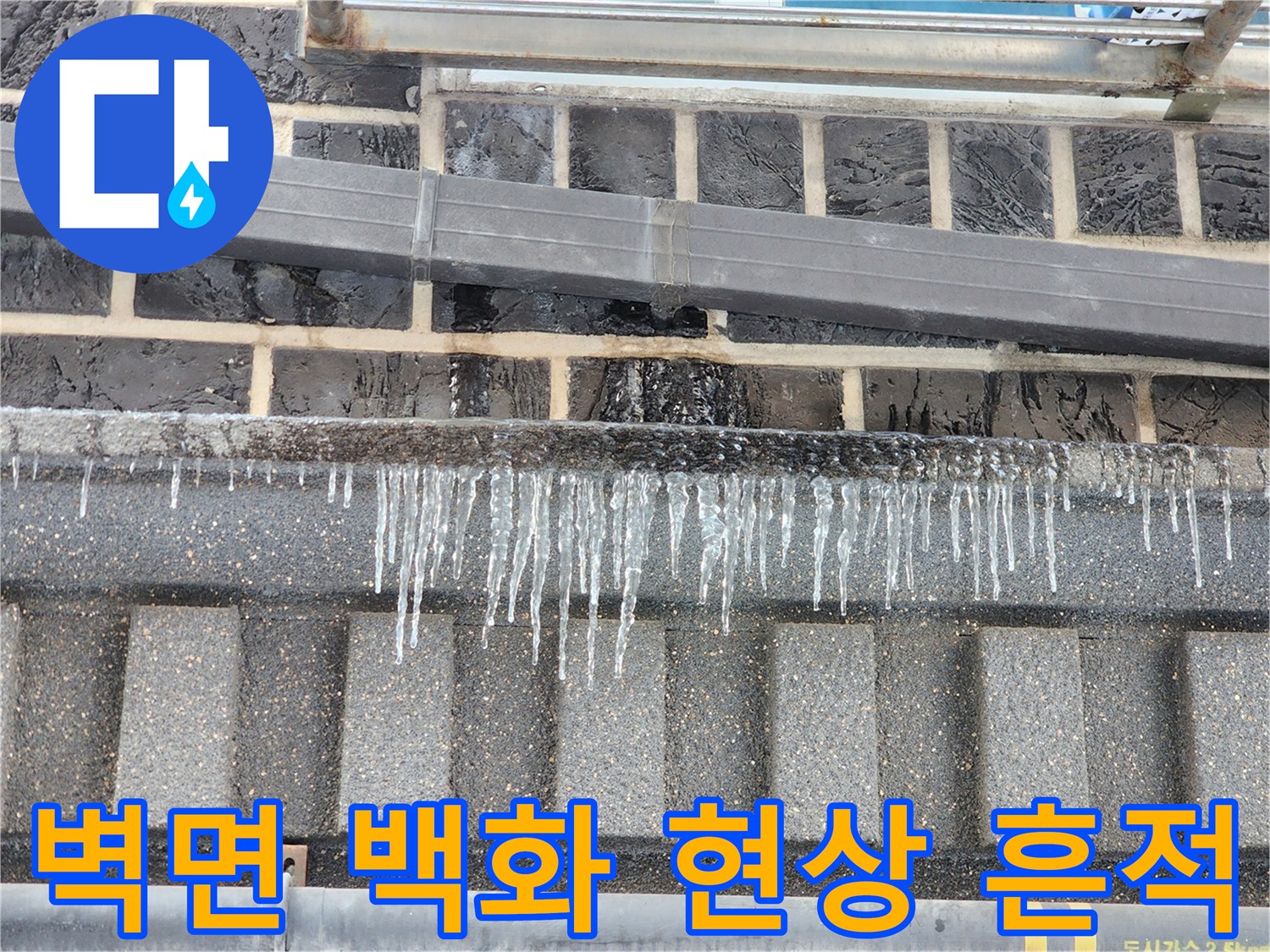타일 사이로 하얗게 올라온-백화현상-및-물샘흔적