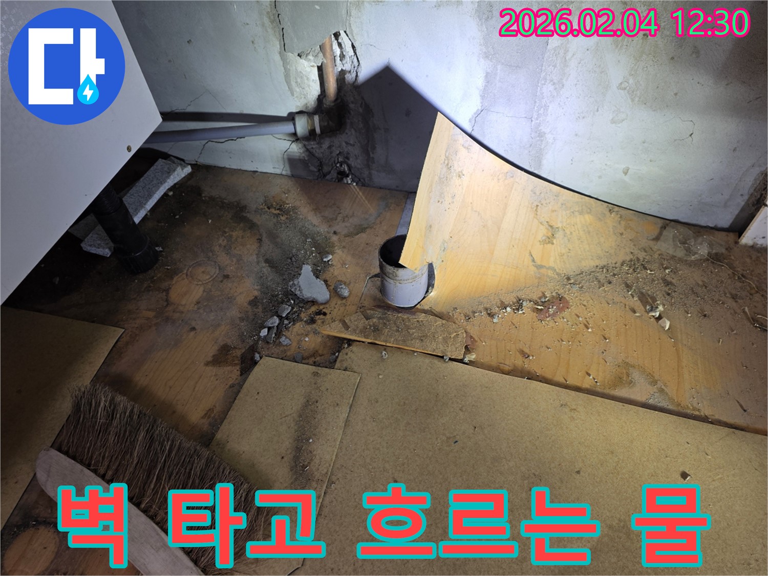 벽 타고 흐르는 물 확인 - 양천구 신정동 누수 현장 - 누수 원인 진단