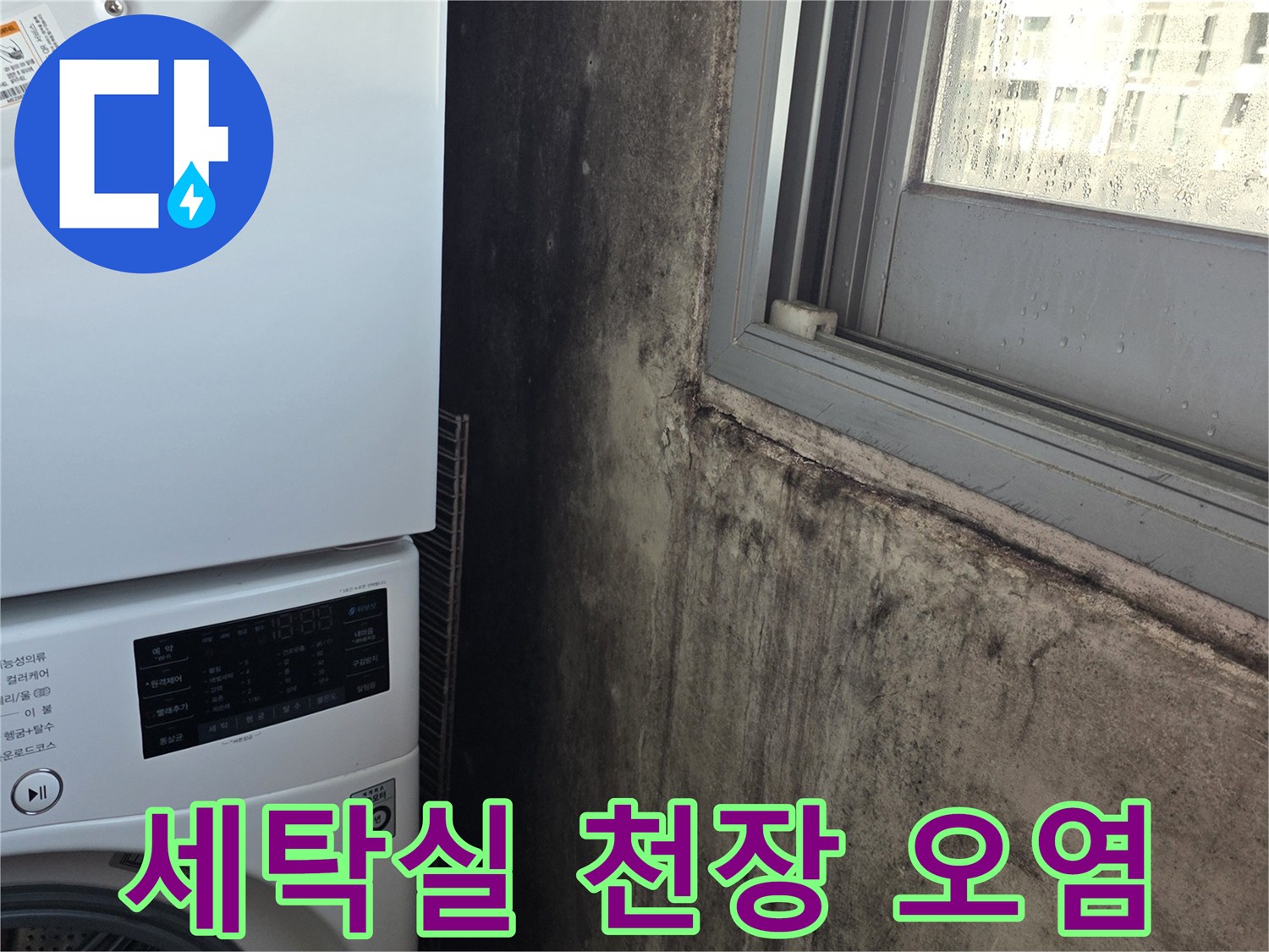 누수-발생-부위의-천장과-벽면-곰팡이-상황