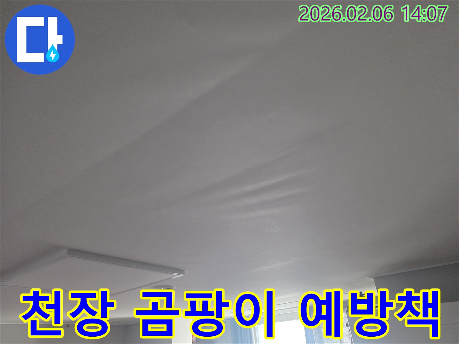천장 누수로 인한-곰팡이 발생을-미리 예방하기 위한-조치들을 설명하는 모습