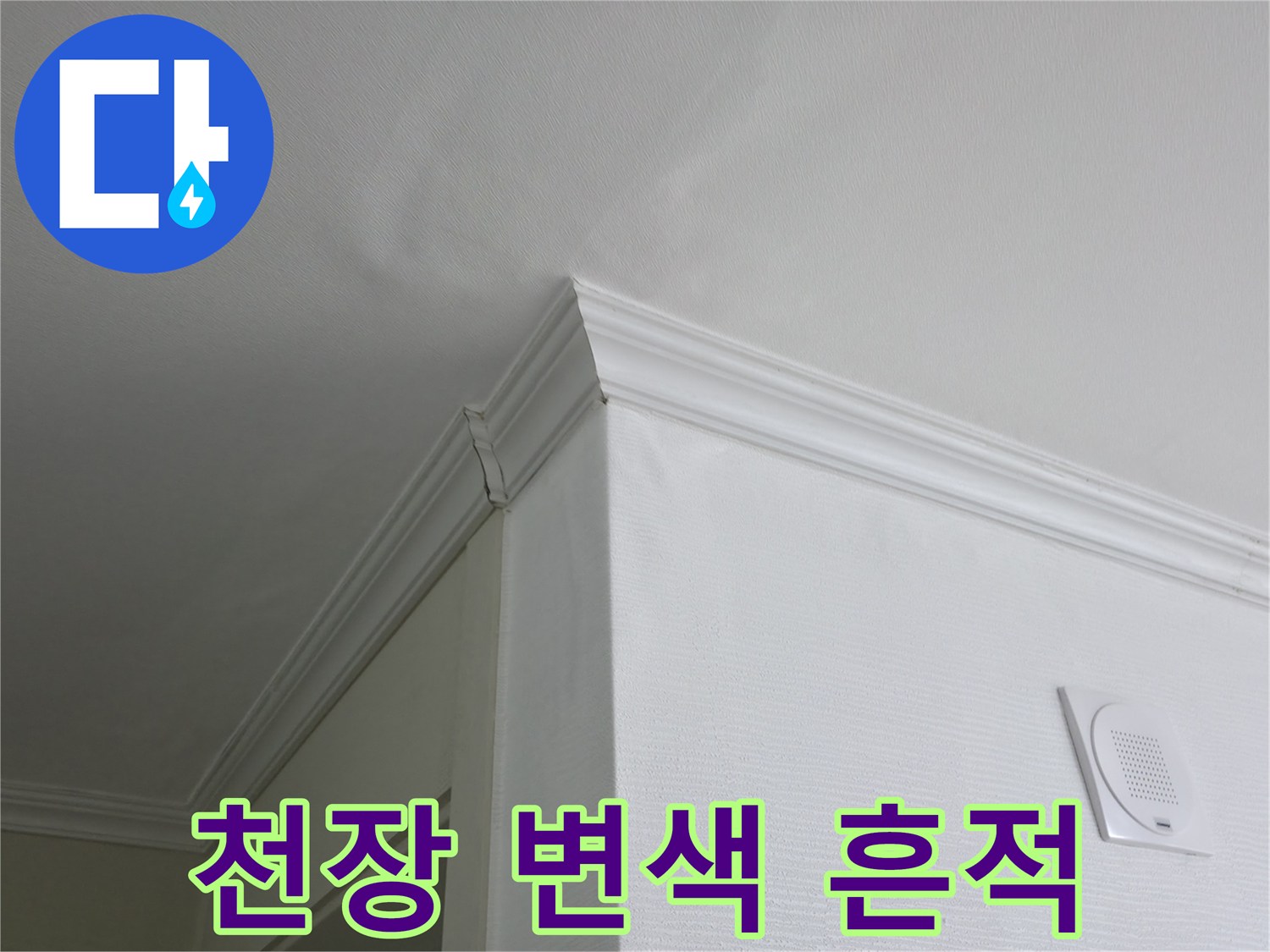의정부 현장-화장실 입구 천장의 누수 변색 부위