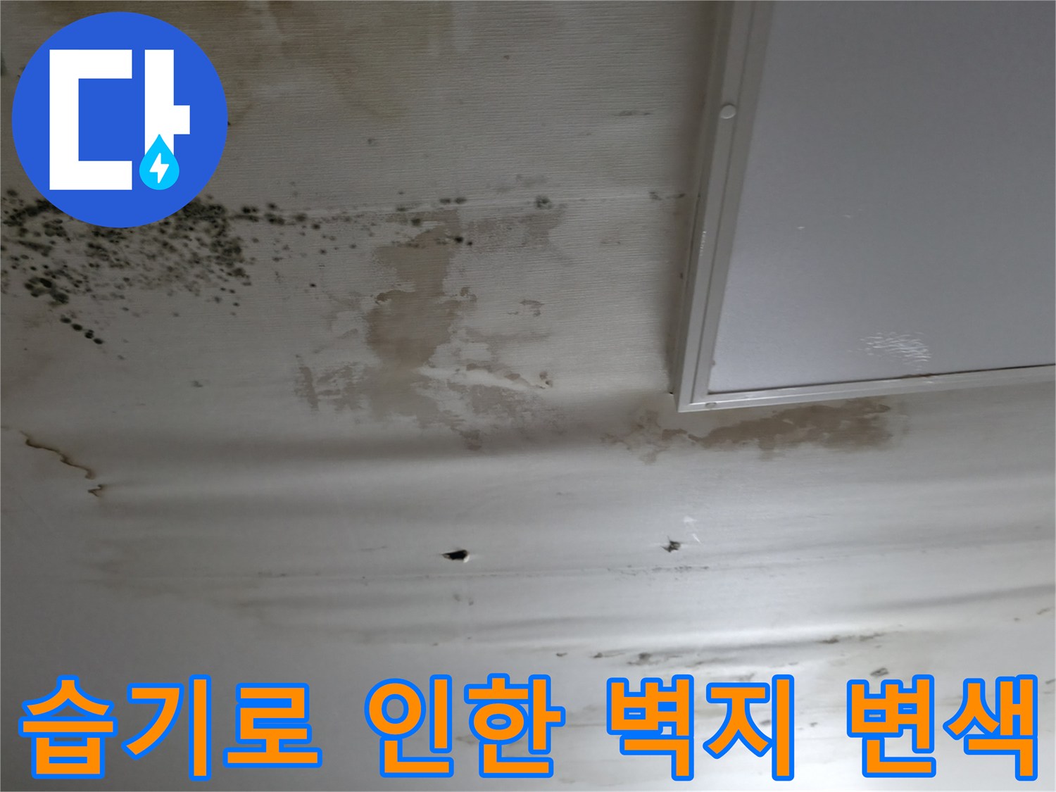 물샘-흔적으로-얼룩진-천장-마감재-표면
