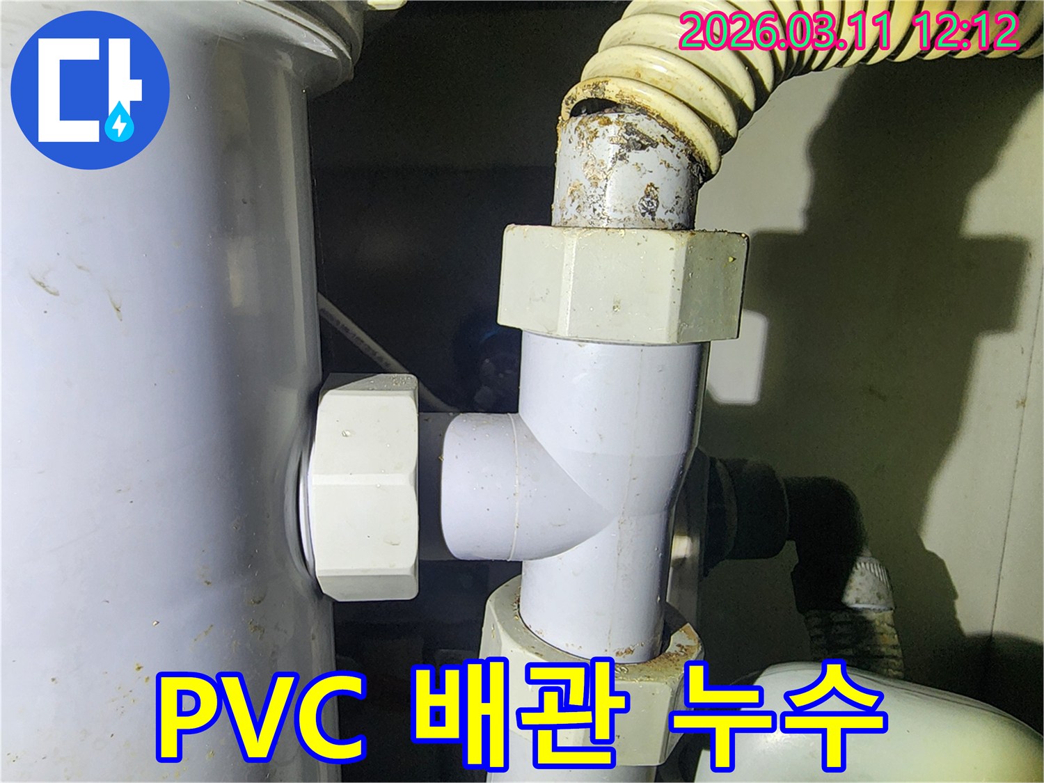 PVC-배관의-연결부에서-발견된-누수-문제점을-정확히-진단하는-전문가-사진