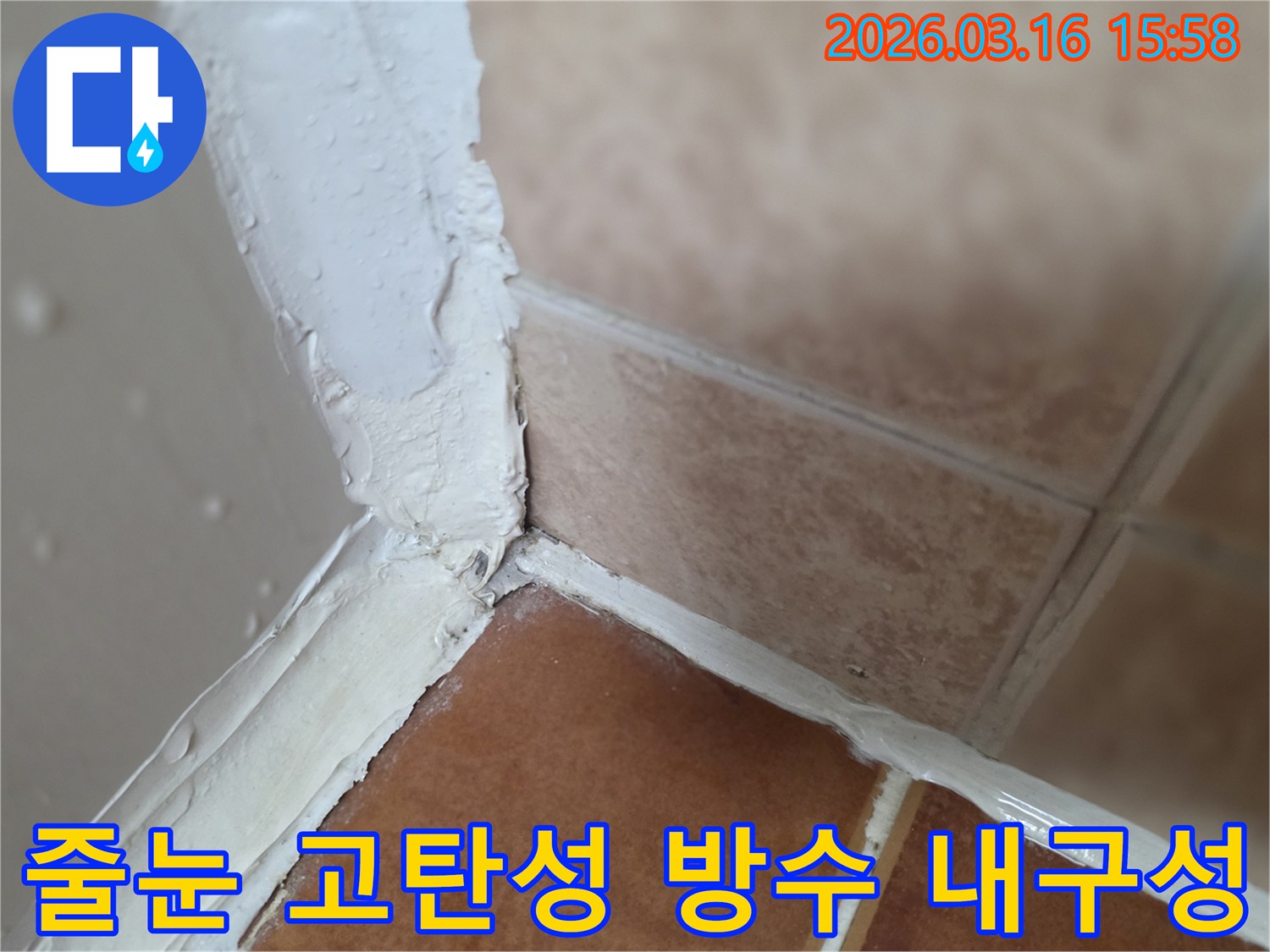 아파트-욕실-누수-방지를-위해-타일-줄눈에-고탄성-방수-처리를-하고-내구성을-강화하는-모습입니다.