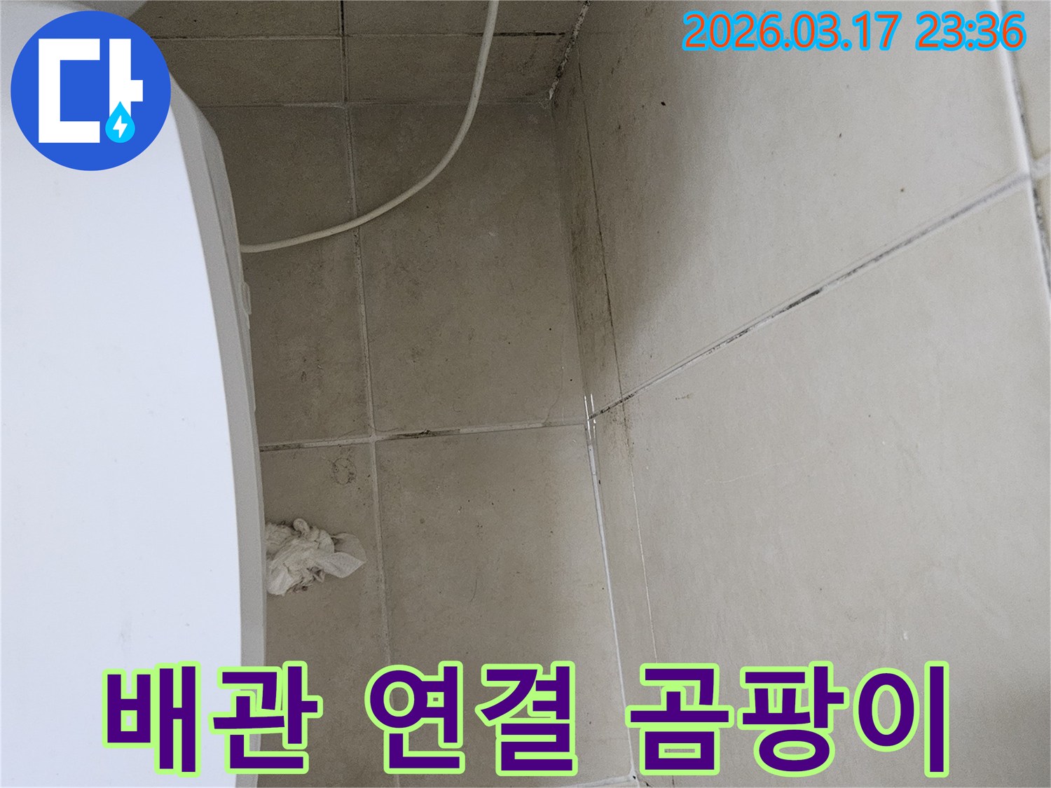 이-이미지는-벽면의-흰색-배관-연결-부위-주변에-집중적으로-발생한-검은-곰팡이를-보여주며-이는-배관-연결-부위의-누수-가능성을-강하게-시사합니다