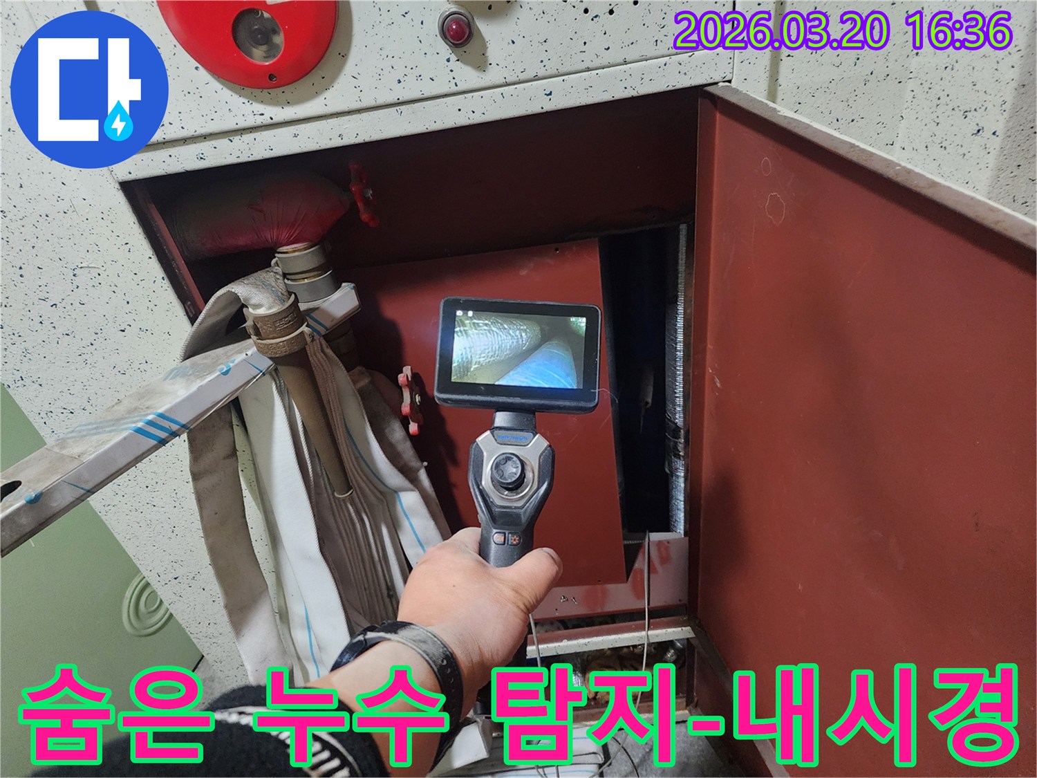 누수 전문가가-성남 분당구 정자동에서-내시경 카메라를 활용하여-숨겨진 배관 누수를 완벽하게 탐지하고 있습니다