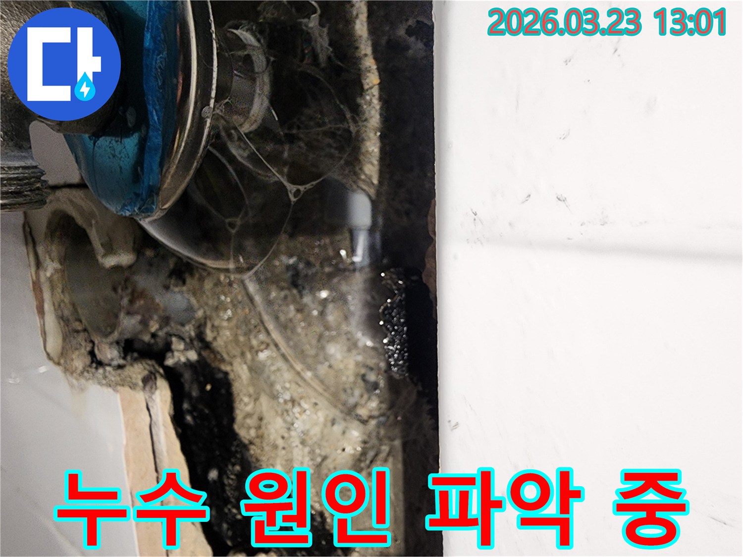 누수-탐지-과정에서-발견된-심하게-부식된-수도관의-손상-부위