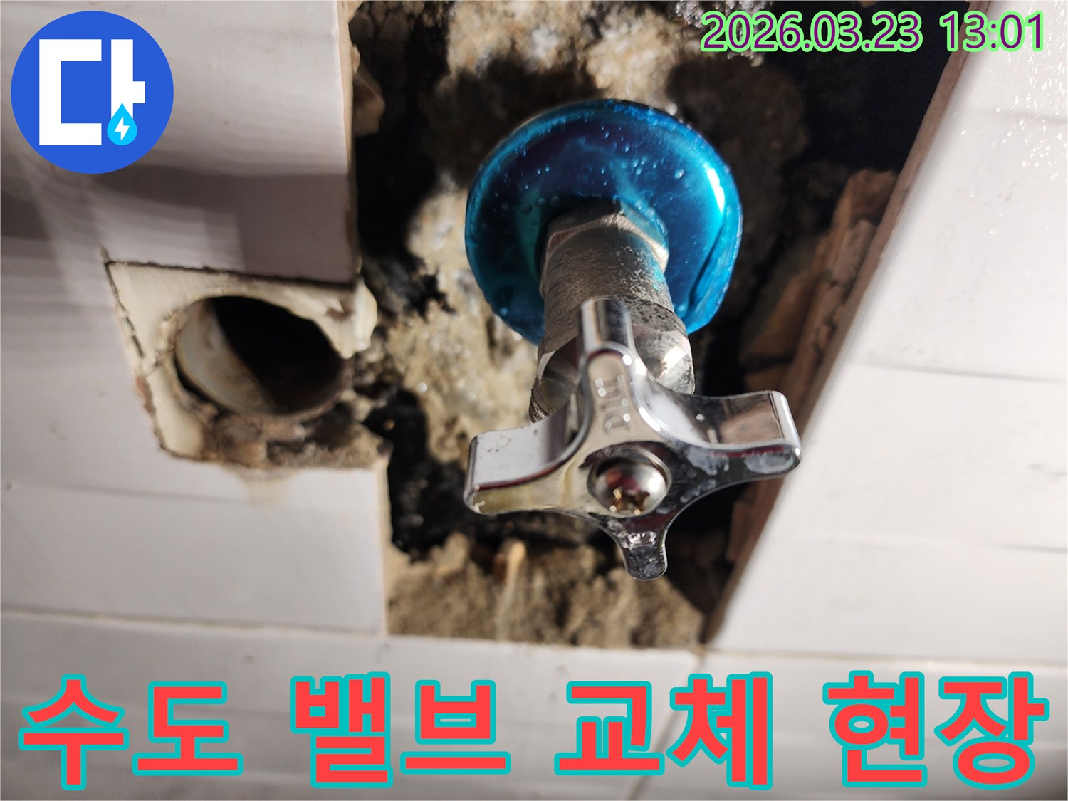 포천-소흘읍-주택-누수-현장에서-수도-밸브-교체-작업-진행-중