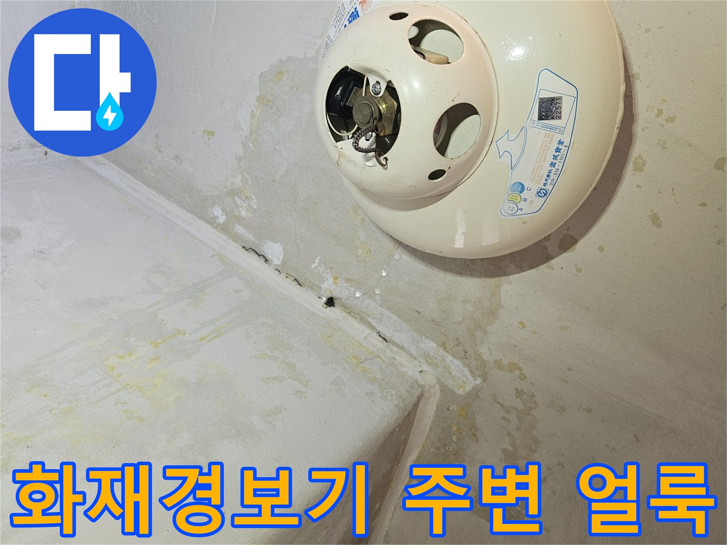 화재감지기-주변의-젖은-천장-얼룩