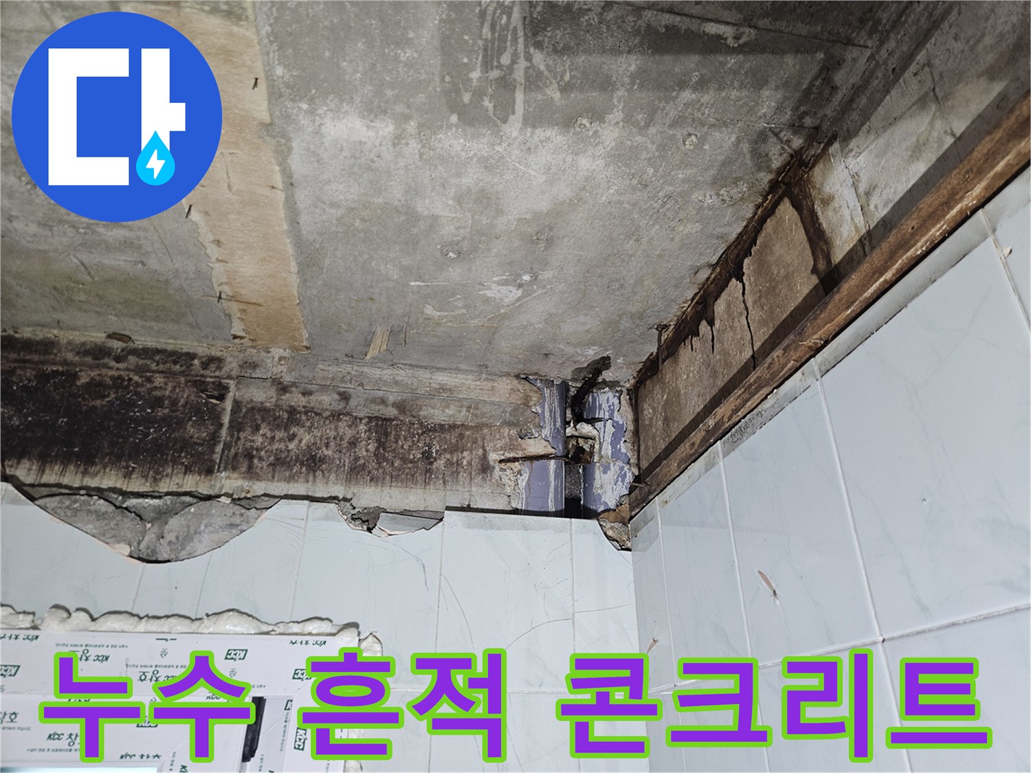습기로 검게 변한-천장 슬래브 면