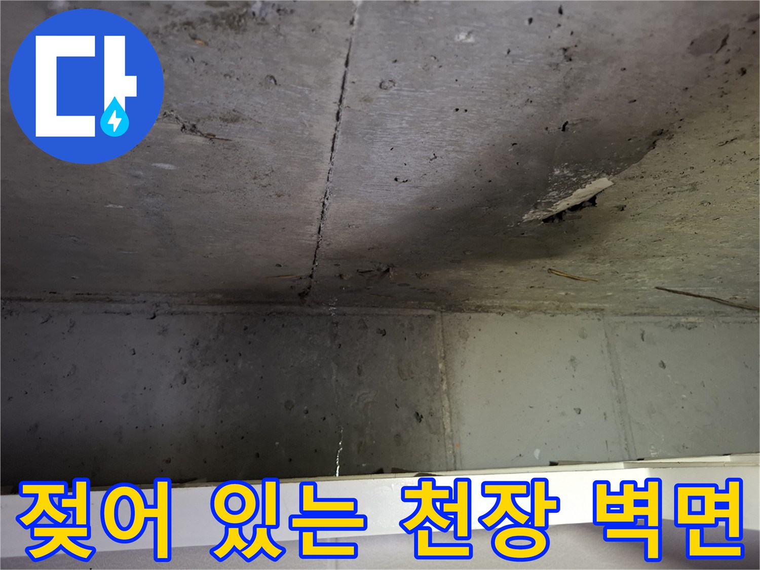 습기로 인해 변색된-천장 콘크리트 구조물