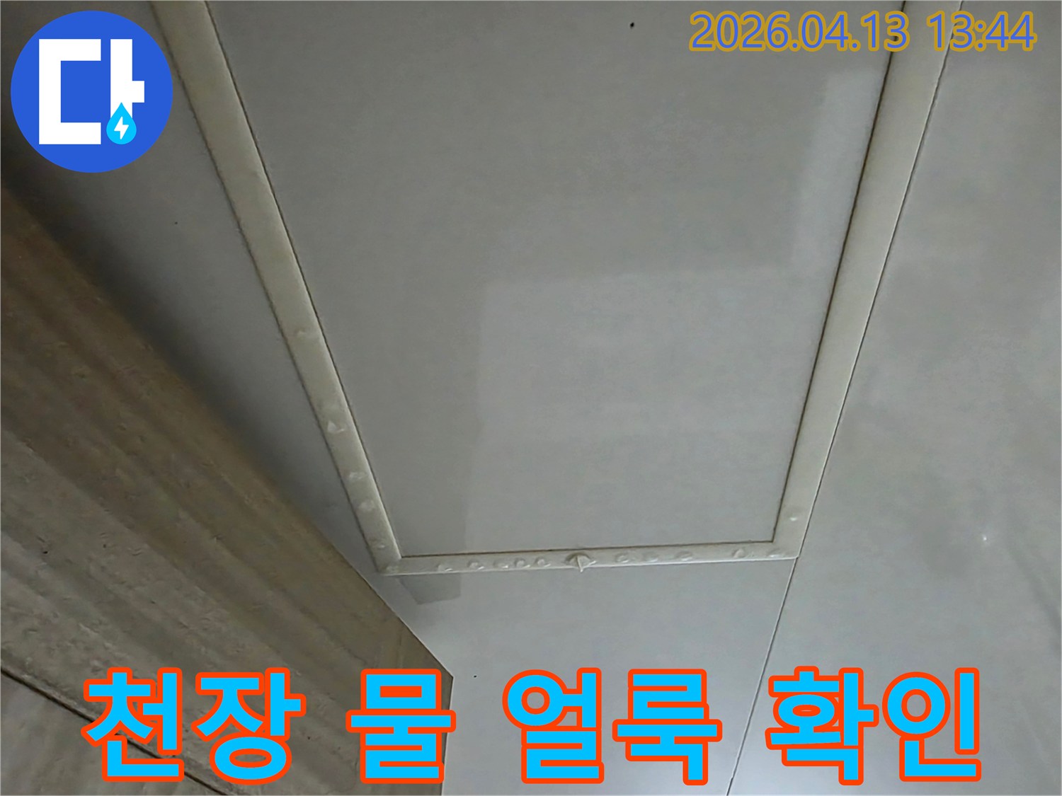 천장-물-얼룩을-제거하기-전에-누수-원인을-확인하는-모습입니다