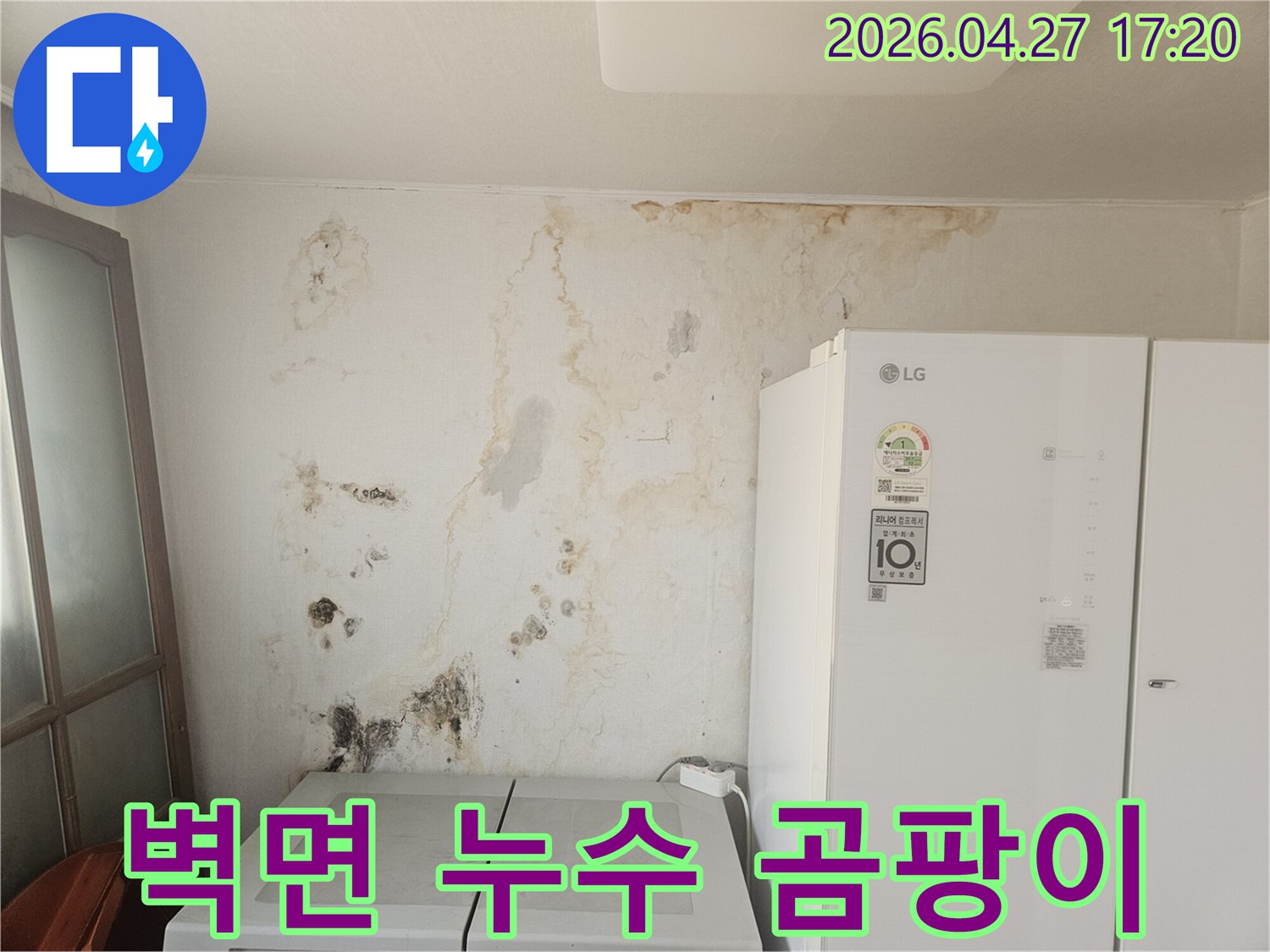 오랜-누수로-인해-벽면이-젖고-곰팡이가-심하게-번식한-현장-사진
