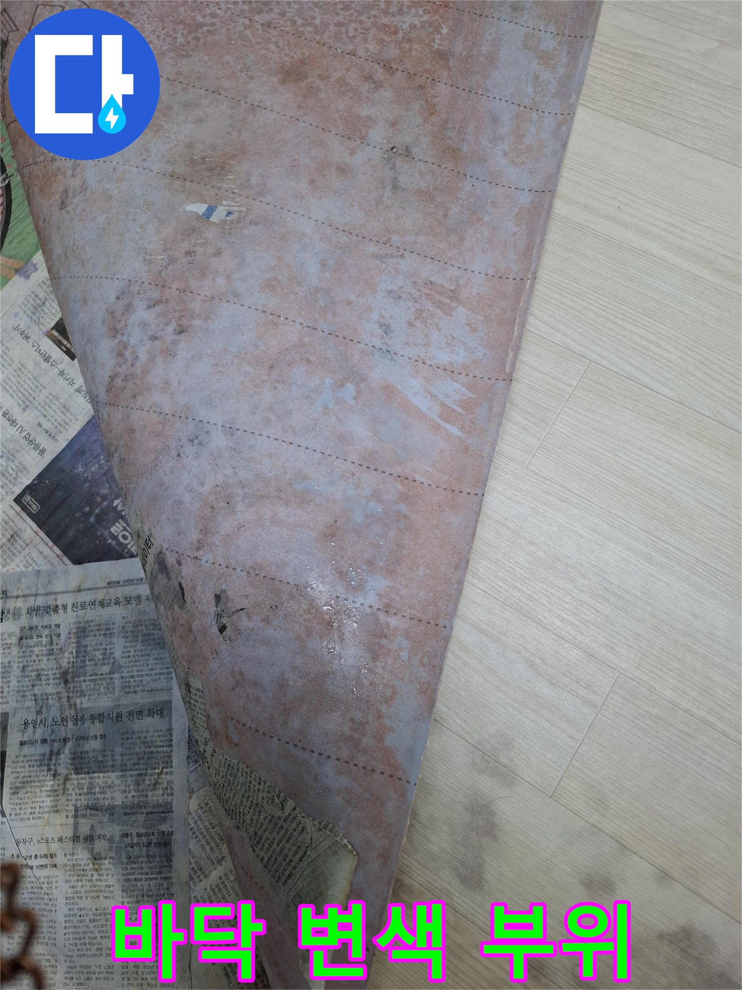 습기에-노출되어-변색된-마루-표면