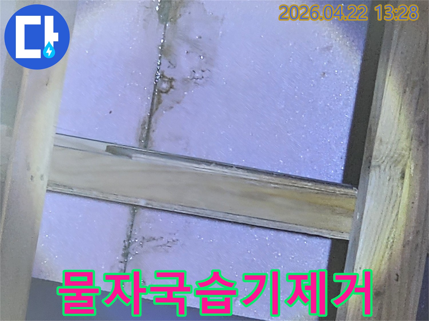 천장-내부-단열재에-선명하게-남은-물자국과-습기-현장-사진입니다