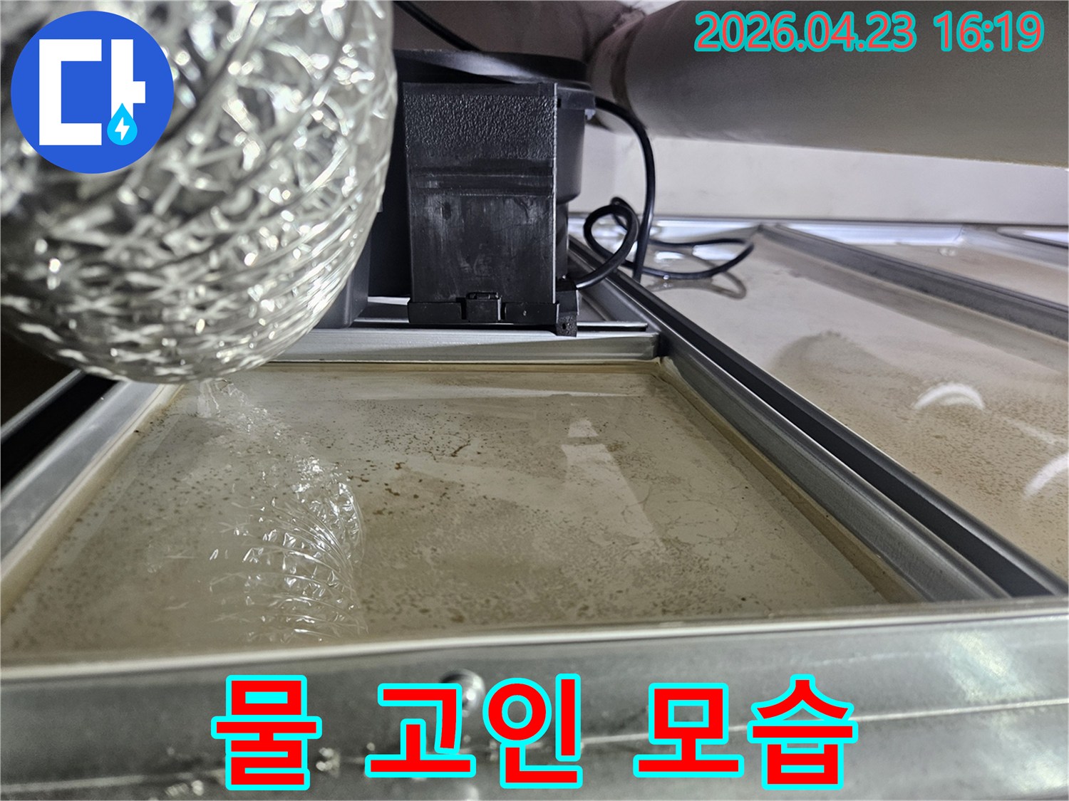 누수-전문가가-진단-중인-천장-물고임-현장입니다.
