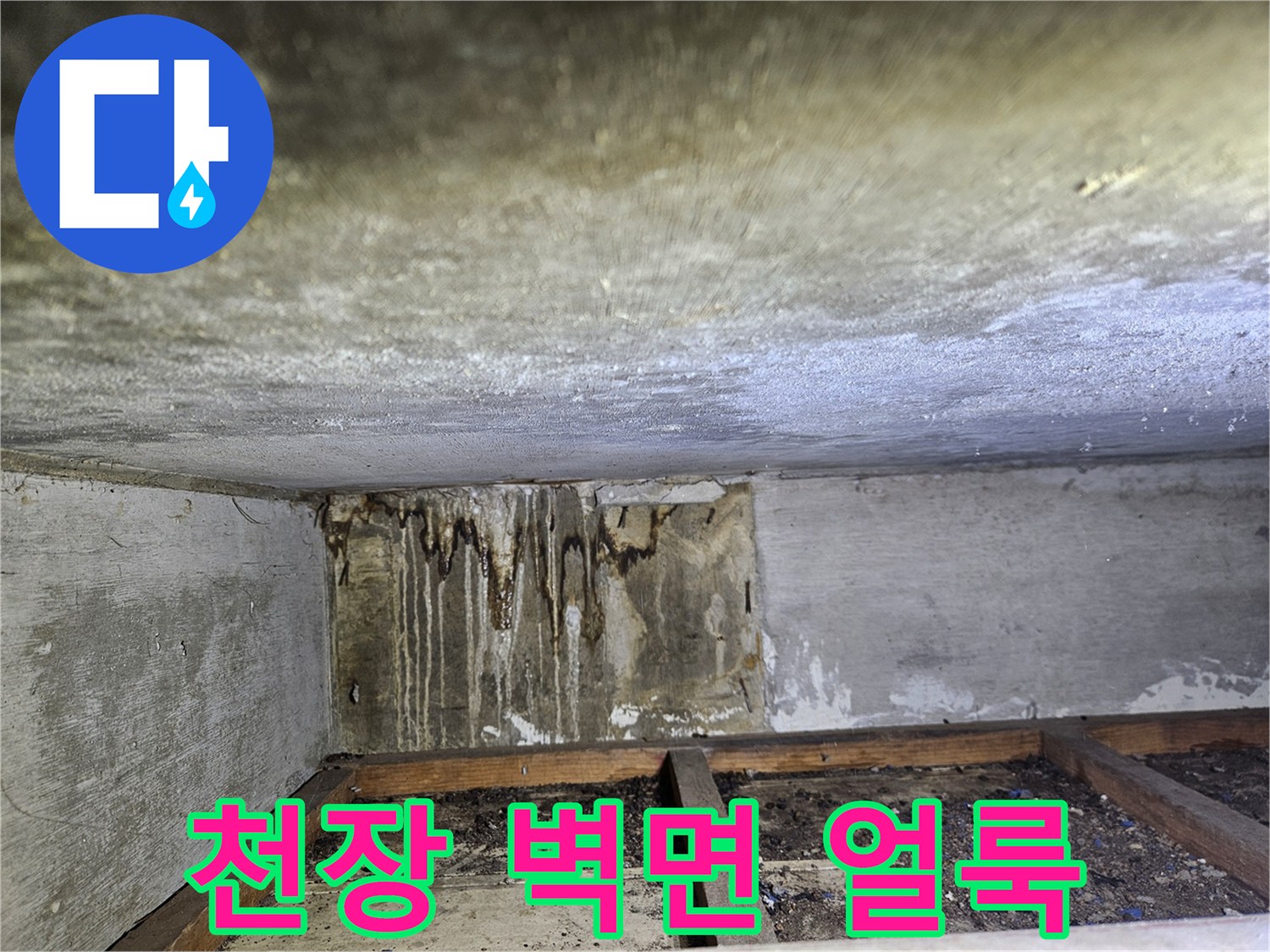 상가-천장-벽면의-습기로-인한-얼룩과-오염-상태