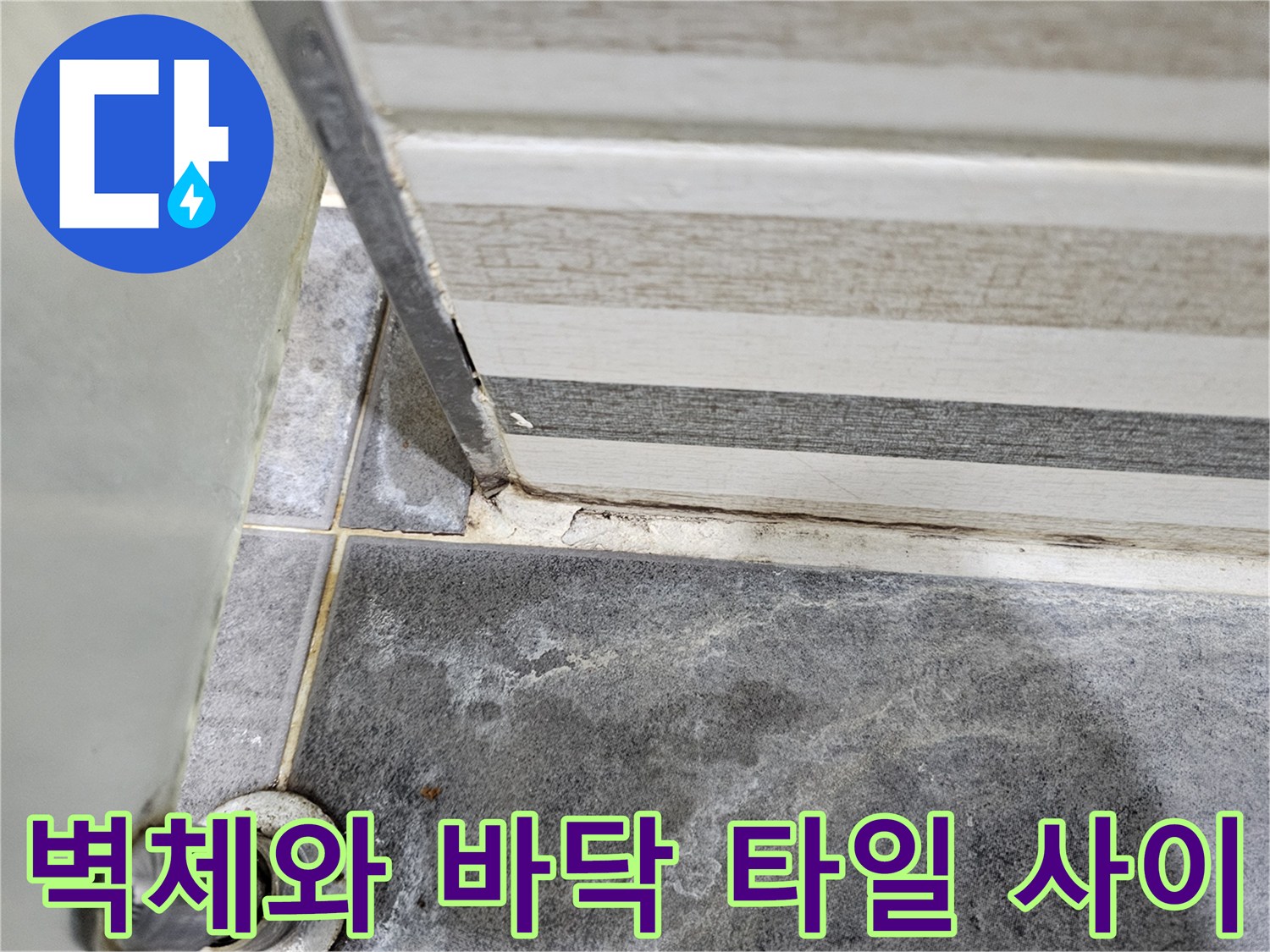 화장실 내부 상세-타일 접합부의 노후 상태 확인
