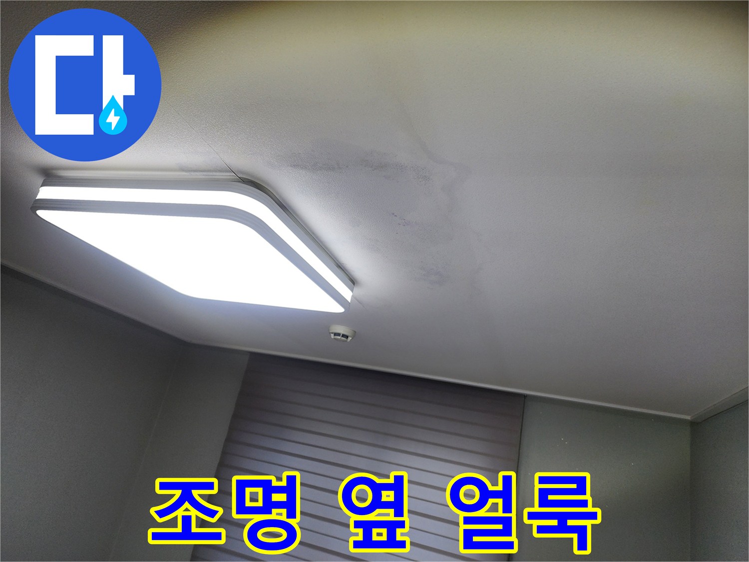 천장 조명 기구 주변의 습기 침투로 인한 변색 현상