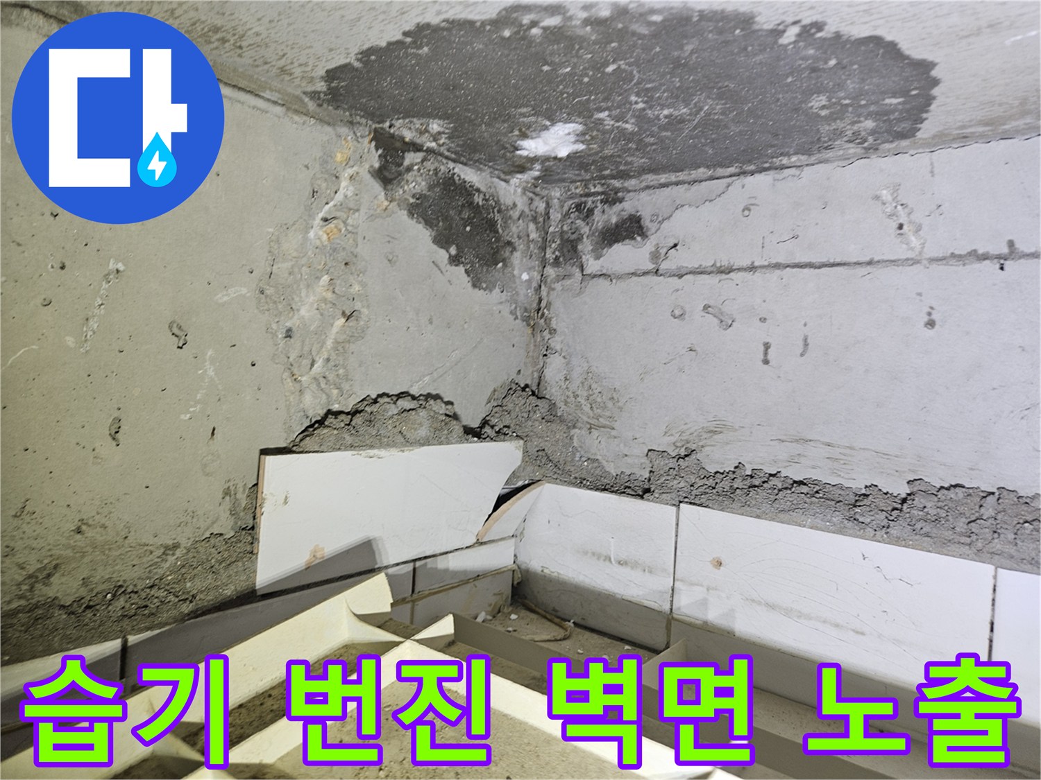 누수로 인해 젖어 있는 아파트 내부 벽체 구조
