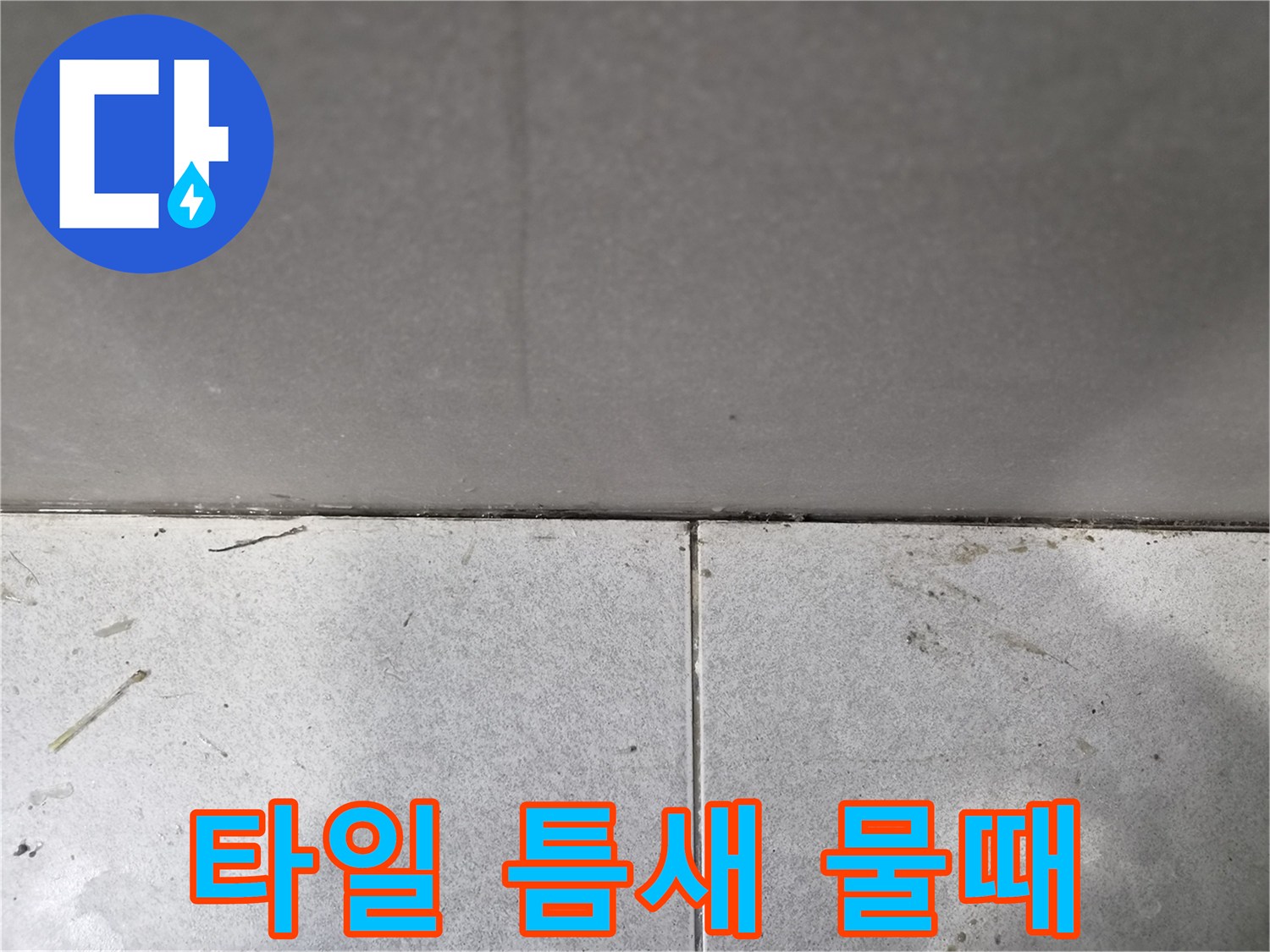 누수-현장에서-발견된-바닥-타일-틈새의-검은-물때-흔적을-보여주는-사진입니다