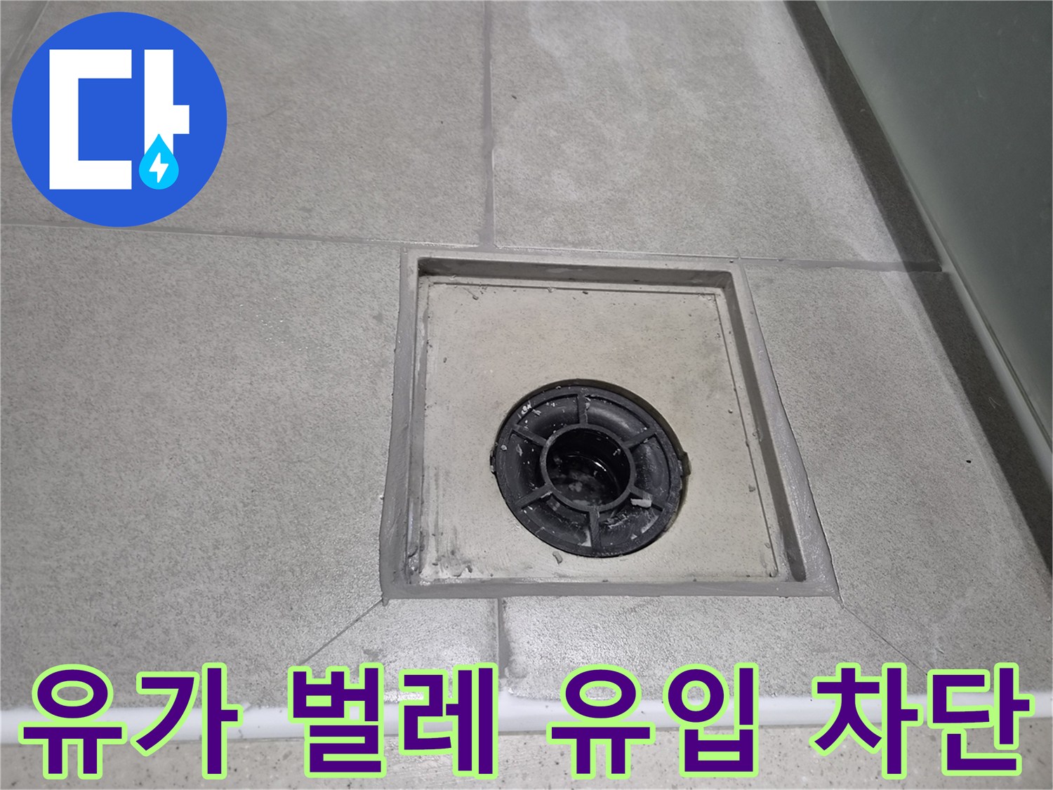 욕실 유가 주변 메지를 꼼꼼하게 보수하여-하수구를 통한 벌레 유입을 완벽하게 차단하고-청결한 욕실 환경을 유지한 현장