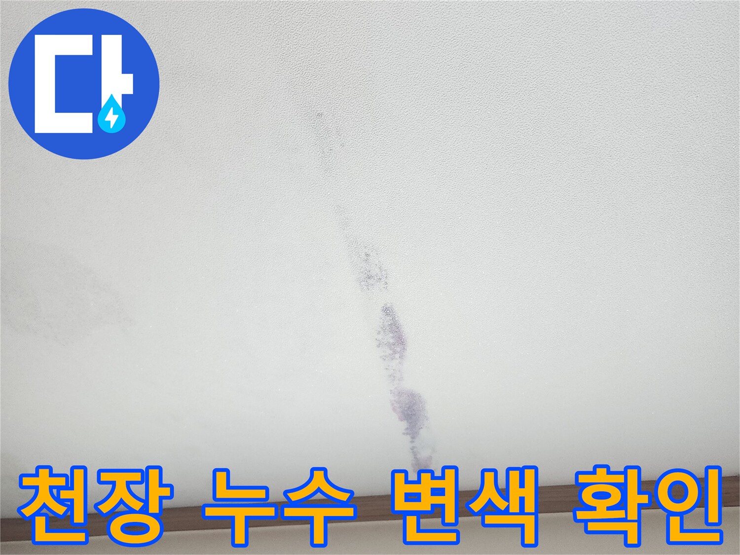 이 이미지는-천장 누수로 인해-발생한-보라색 변색을-명확히 보여줍니다.