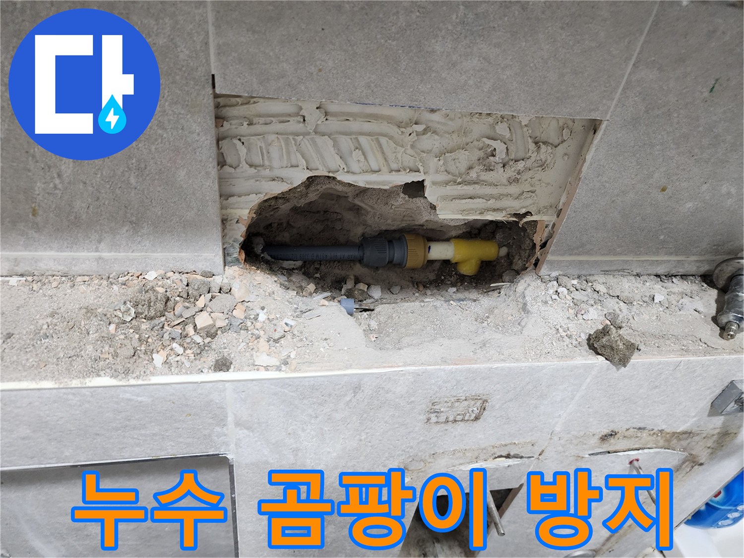 동대문구-아파트-누수-현장에서-벽면-개방-후-누수-배관-주변의-곰팡이-발생-방지를-위한-조치-준비