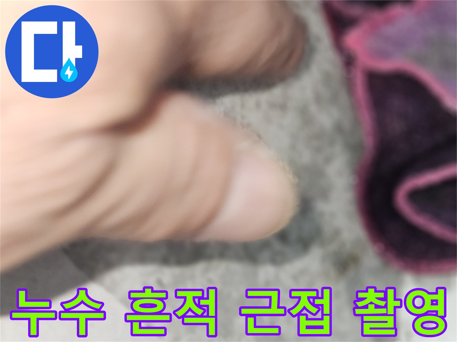 천장의 젖은 부위와 물자국을 상세히 보여주는 사진입니다.