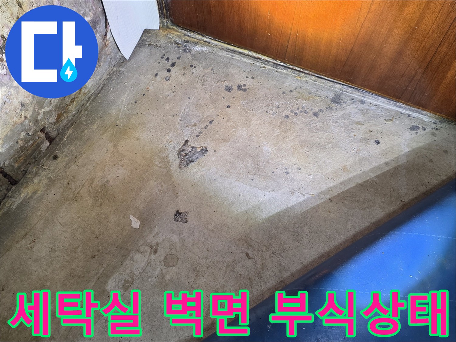 강서구 가양동 현장의-세탁실 벽면 하단부 부식 및 곰팡이 상태