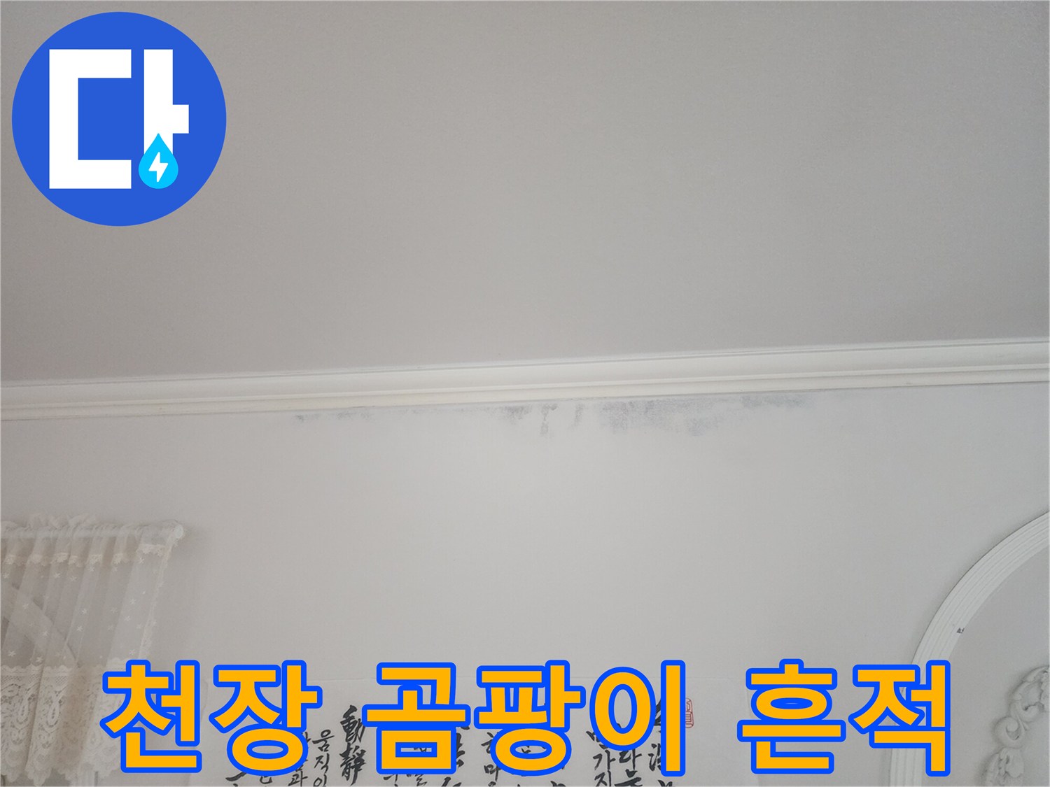 아파트-천장-모서리에-누수로-인해-발생한-곰팡이-자국이-보이는-사진입니다
