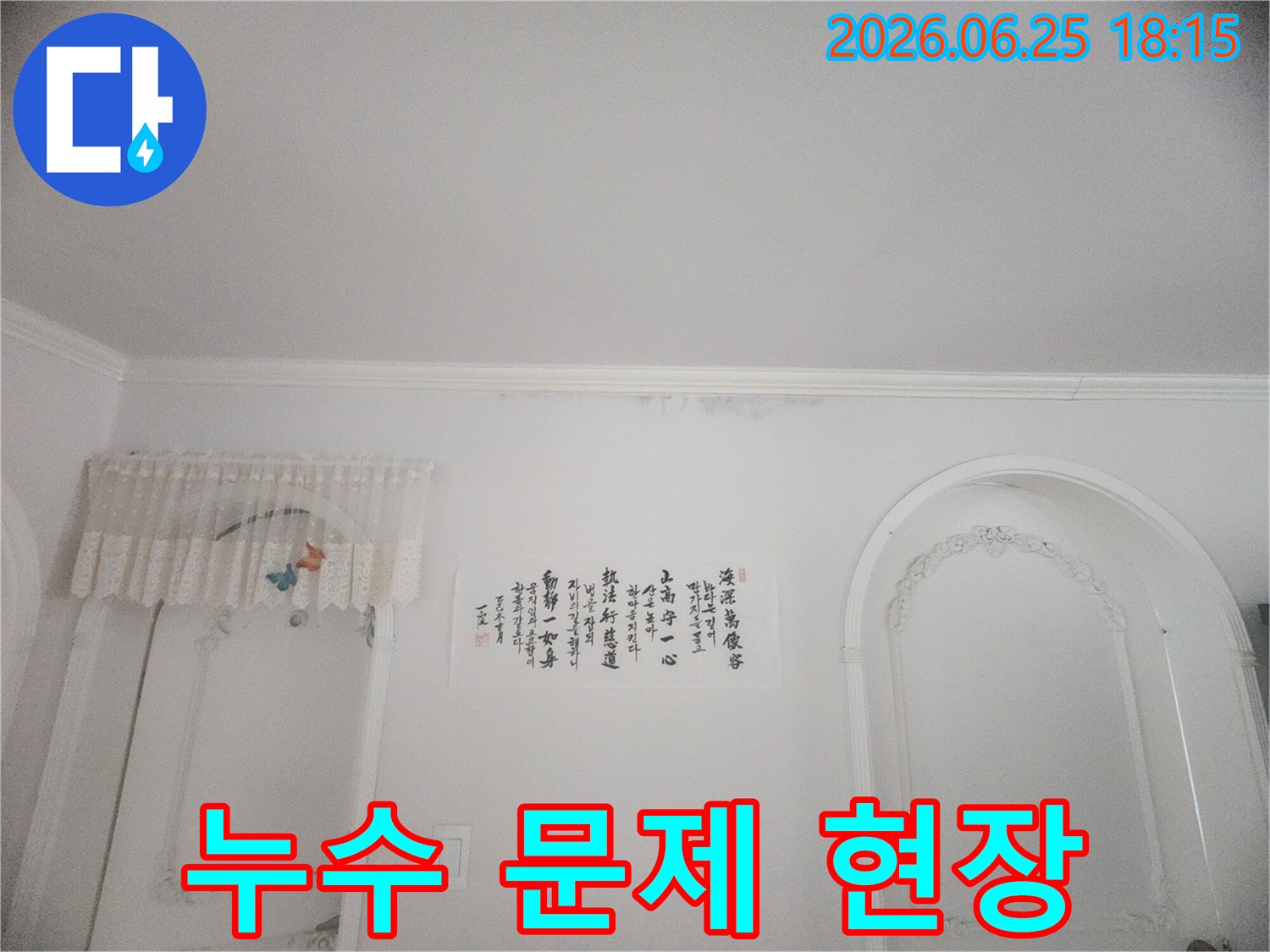 화장실 누수-천장 마감재-물자국-습기-곰팡이 발생