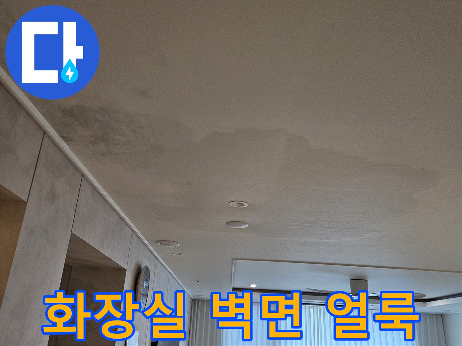 화장실-벽면에-발생한-커다란-물자국과-얼룩