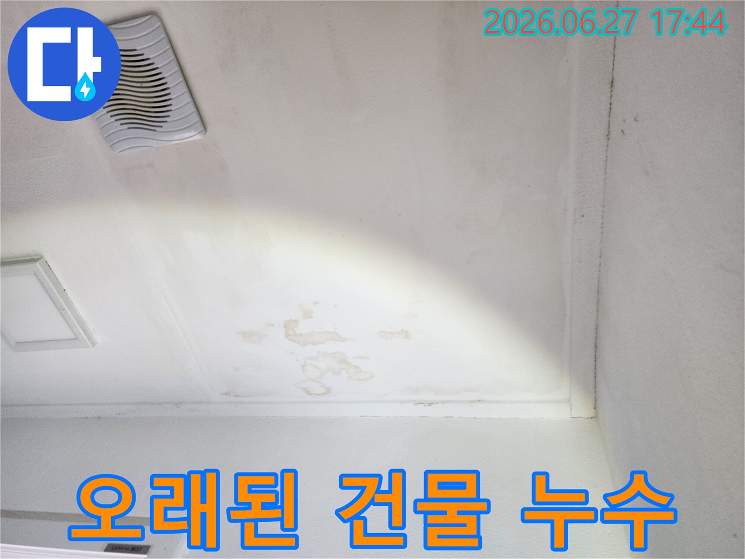 천장-누수로-인한-물자국과-곰팡이-발생-현장-사진