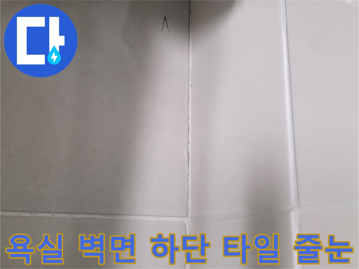 화장실 바닥 타일-벽면 사이 메지 상태 촬영