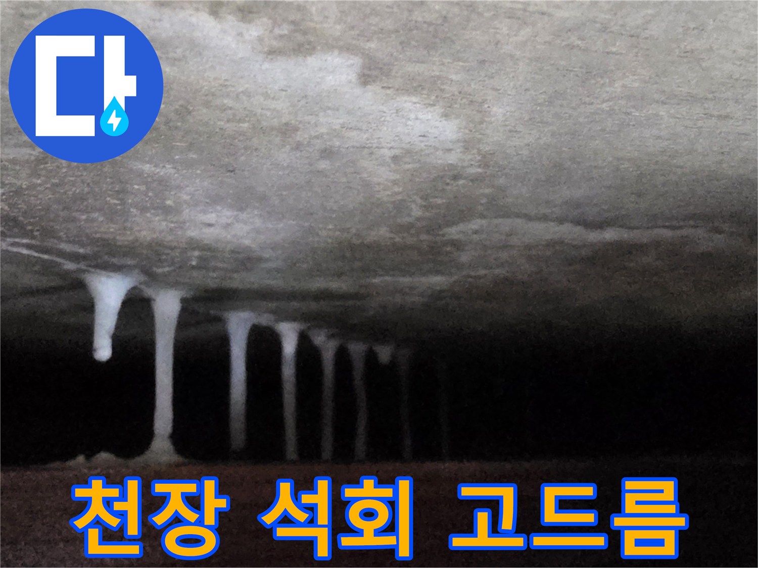 콘크리트 천장-하얀색-석회물이-맺힌-고드름-현상