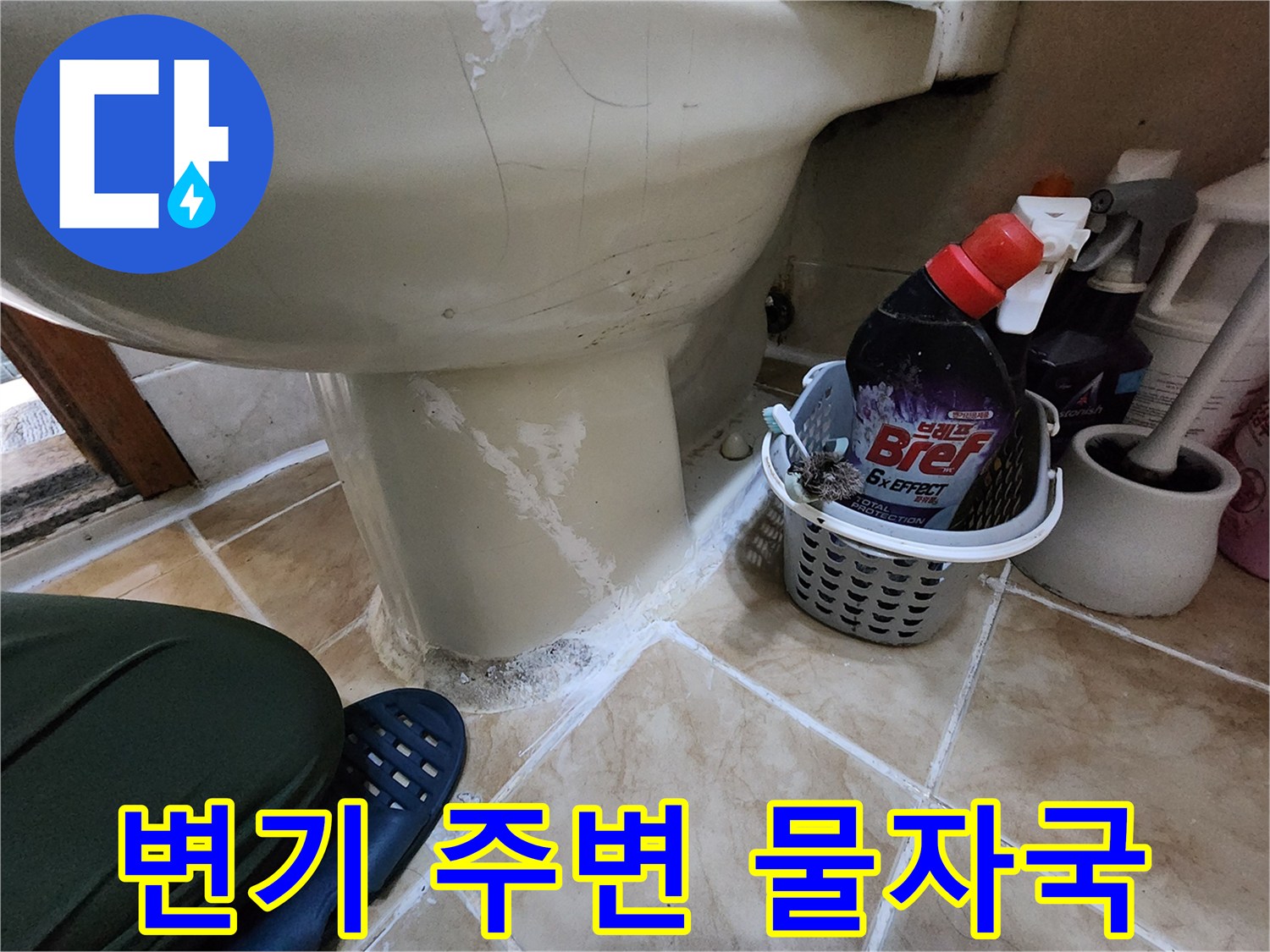변기-하단부-백시멘트-탈락-및-물고임-상태-촬영