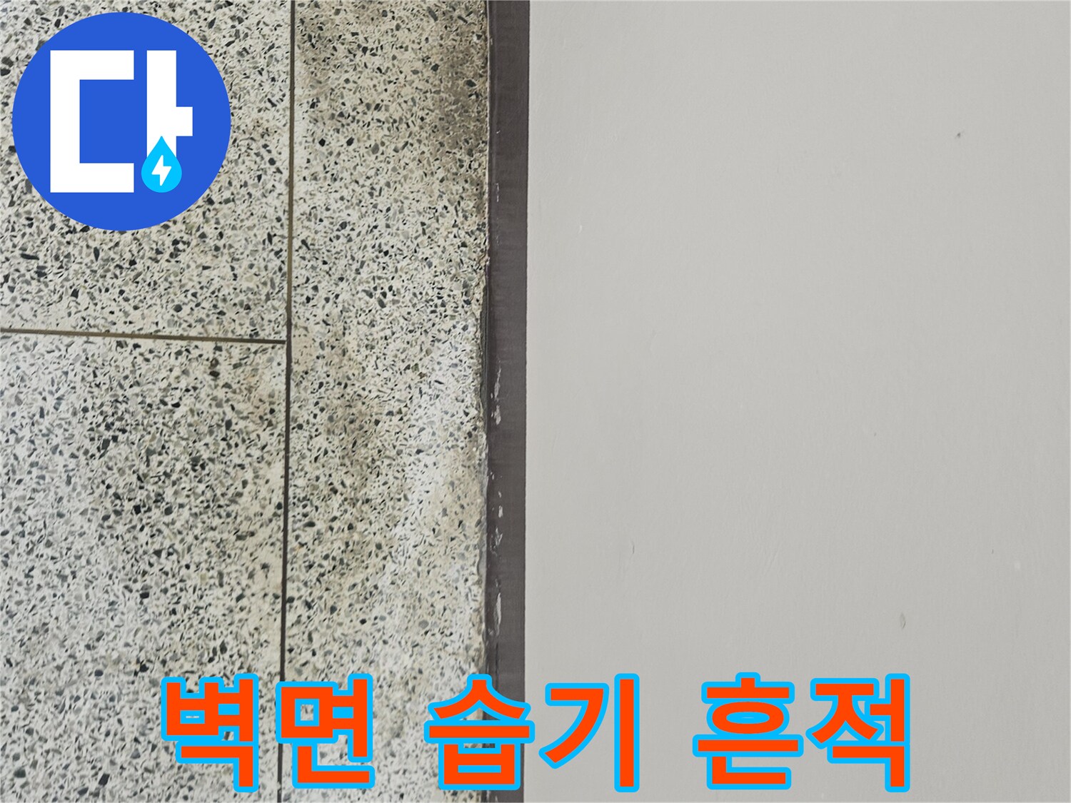 타일 상단 경계면에 나타난 어두운 변색 부위