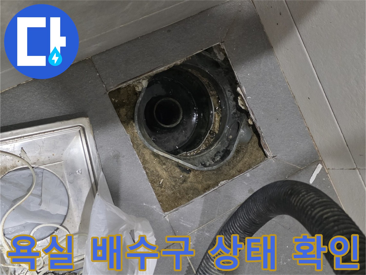 욕실-배수구-주변-방수층-상태-점검-중인-현장