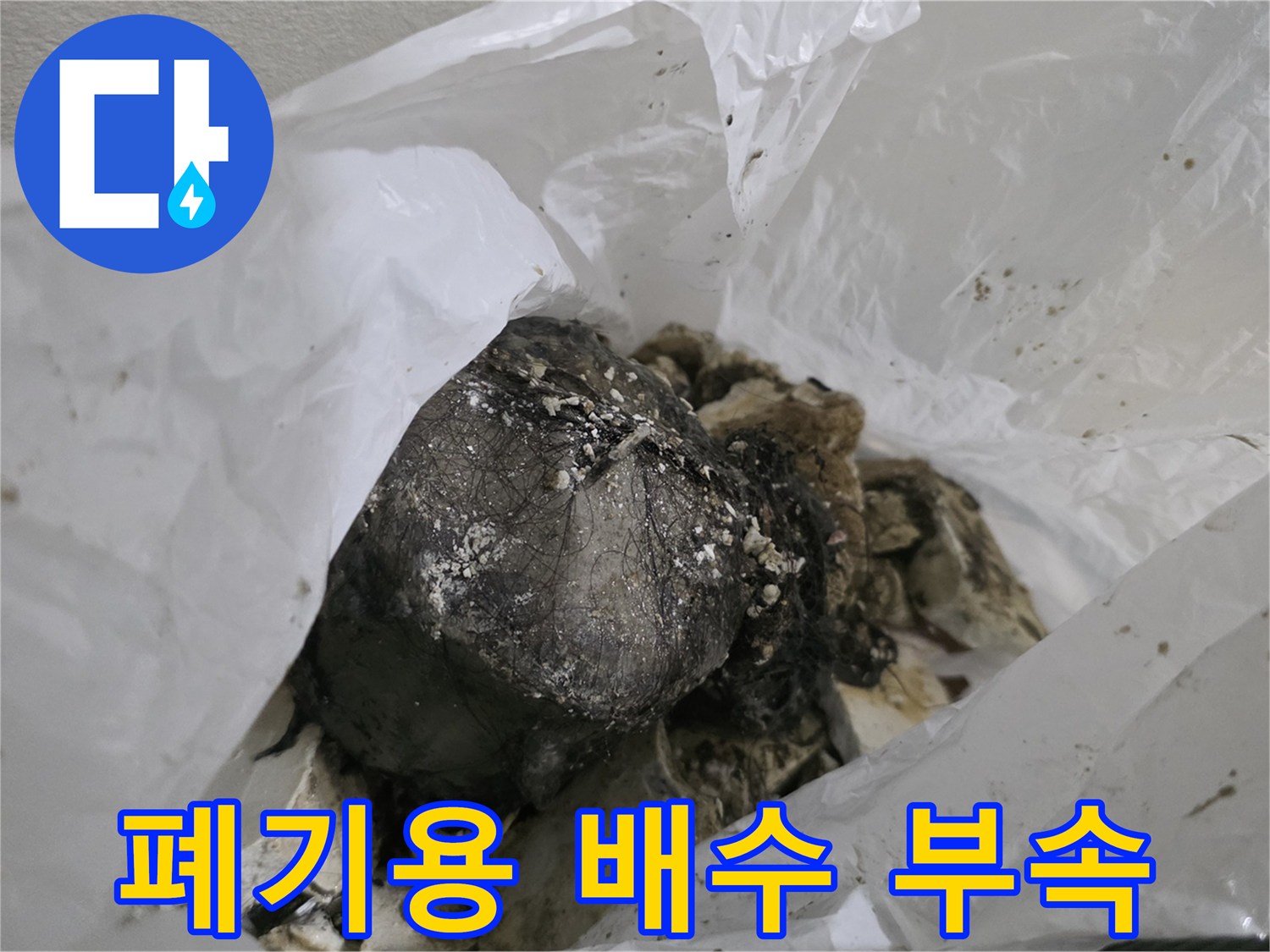 잘라낸 파손된-배수관 조각의 모습