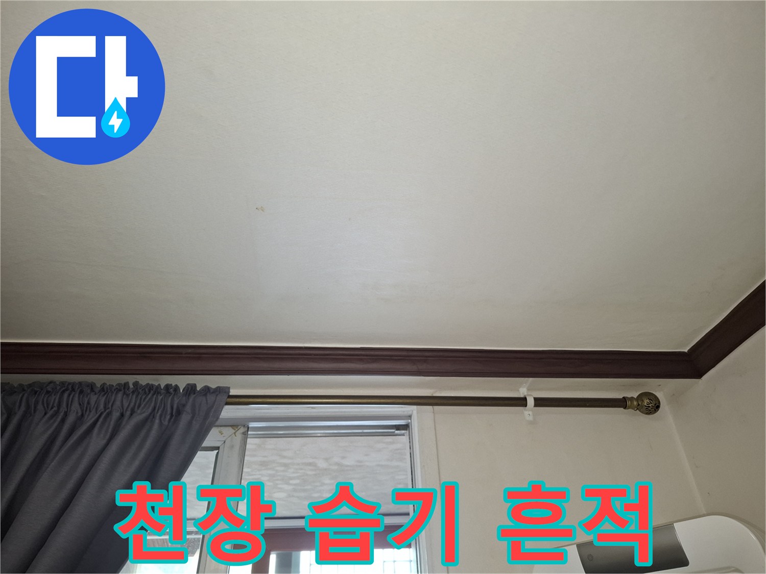 물샘 현상이 의심되는 거실 천장 부위