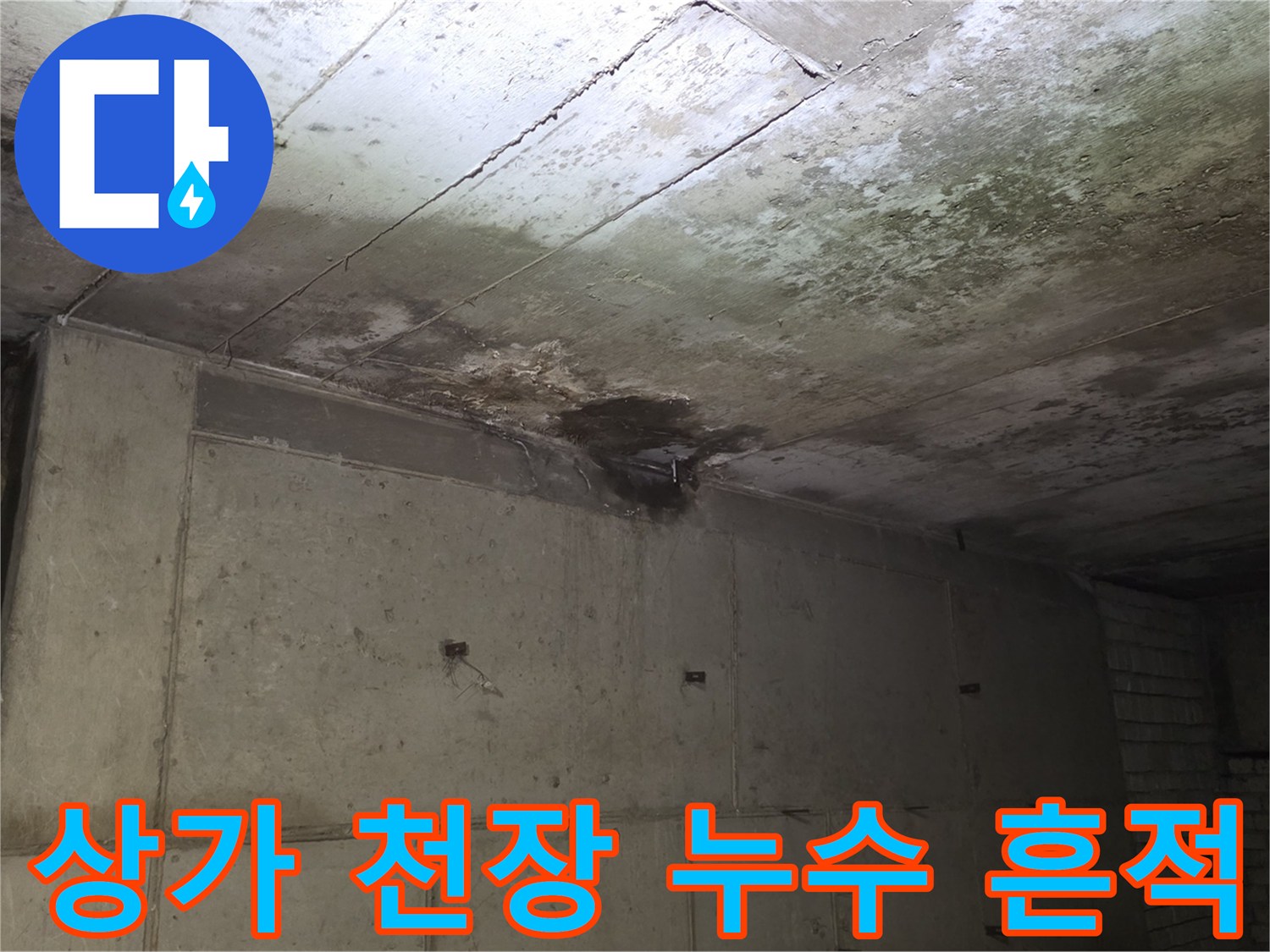 분당 수내동 상가-천장 슬래브의 오염과 습기 상태
