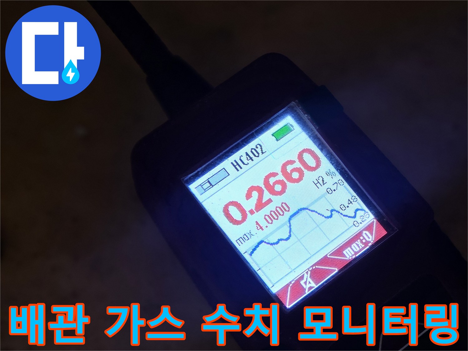 가스 탐지 장비의 - 실시간 농도 변화와 그래프 데이터