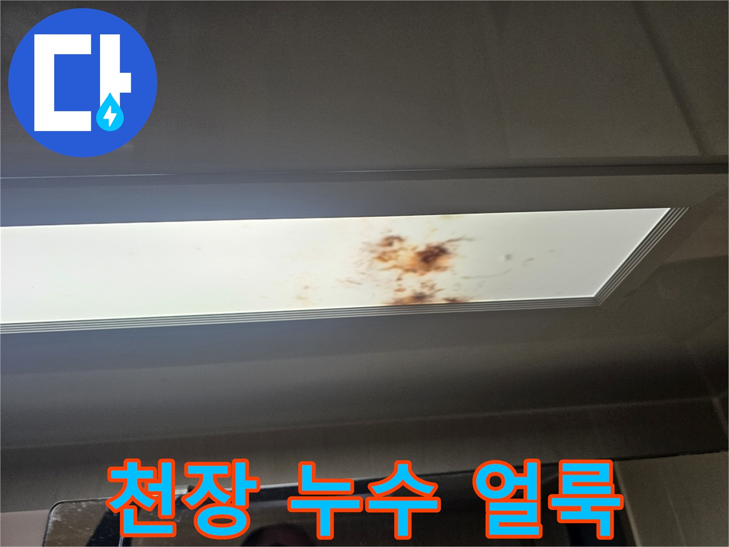 아랫집-화장실-천장-조명기구-주변-누수-얼룩-상태