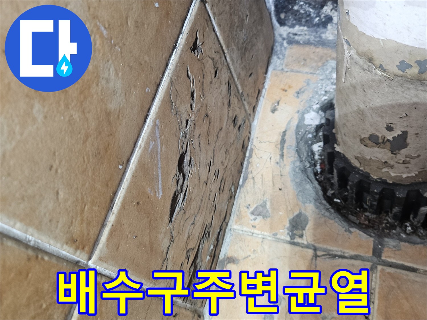 세탁기-배수구-연결-부위-타일-손상-현황