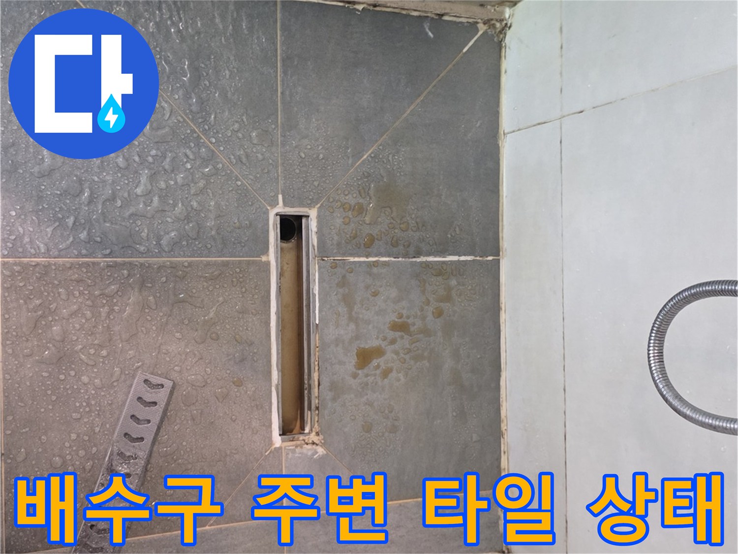 트렌치 유가와 타일 접합부의 누수 징후