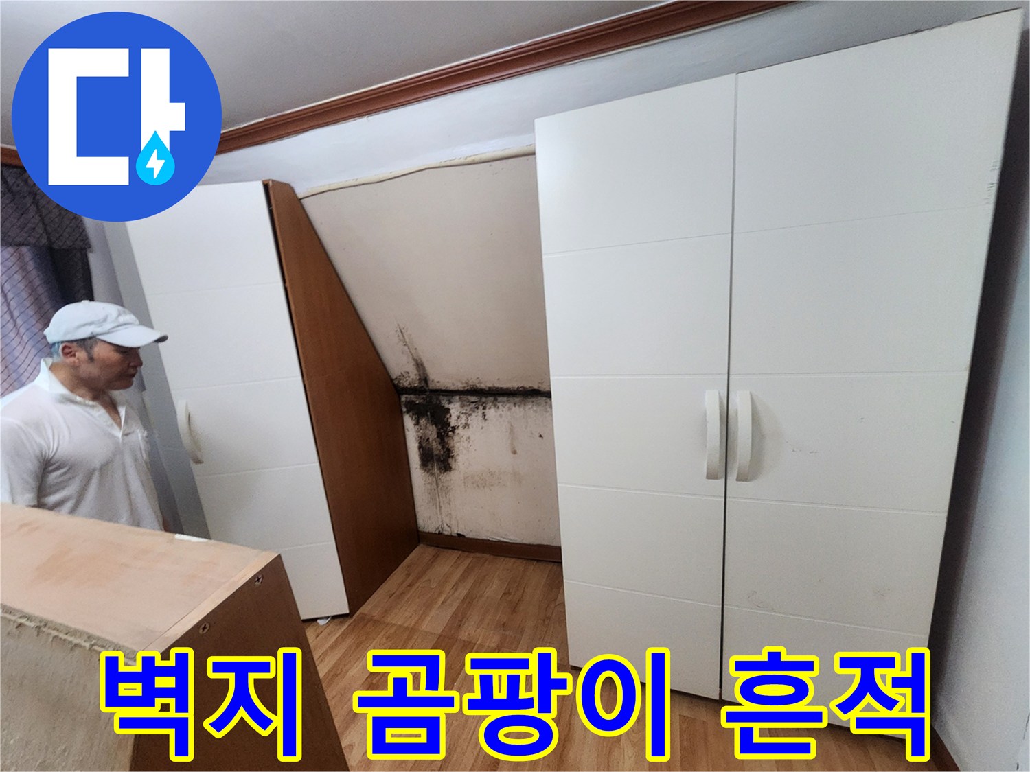 중랑구 면목동 현장-벽지 하단에 발생한 검은 곰팡이와 습기 흔적