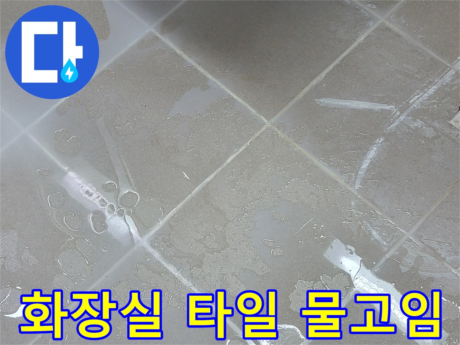 시흥 조남동 화장실 타일 표면에 물이 고여 있는 모습