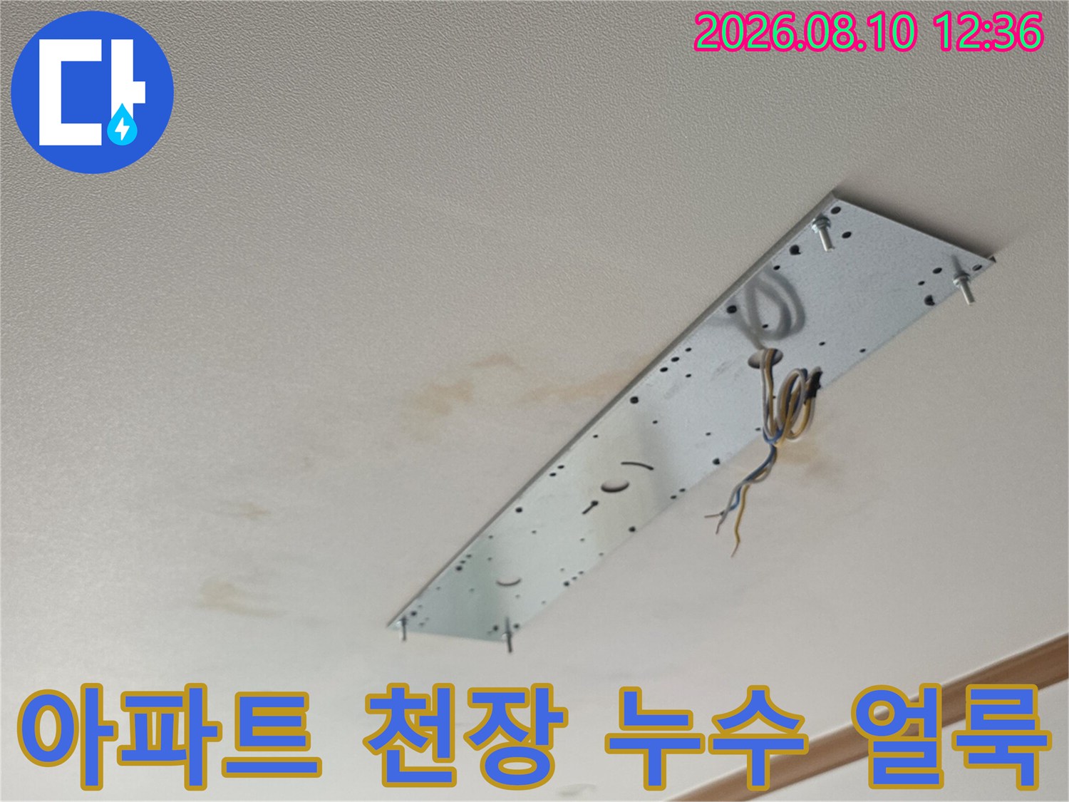 동대문구 장안동 아파트-거실 천장에 발생한 누수 얼룩과 점검구 상태